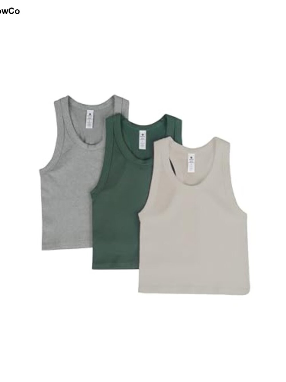 Seamless Ribbed Fitted Racerback Tank Scoop Neck Waist-Length 3 Pack